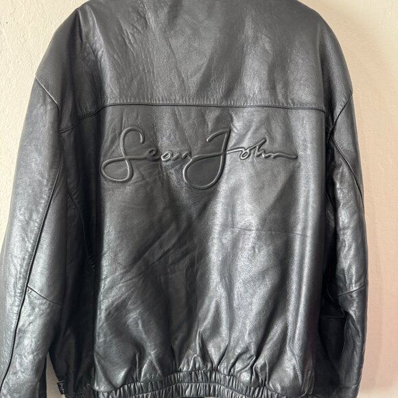 Sean Jean Vintage Men's Full Zip Leather Bomber Jacket Size XXL - Picture 2 of 13